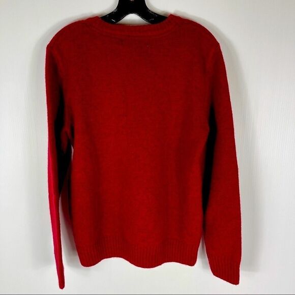 H&M Sweater Men's Size M Red & White Nordic Wool Blend Crew Neck LOGG - Picture 4 of 9